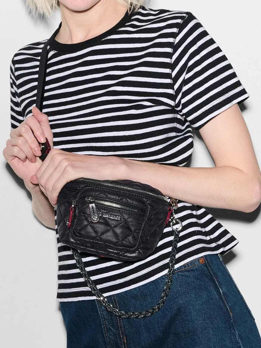 MZ Wallace Micro Crosby Crossbody Sling in Black Oxford