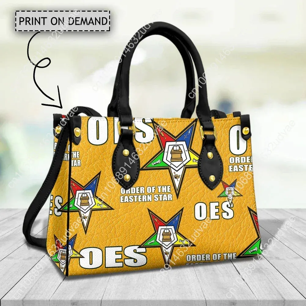 OES Sisterhood Women's Top-Handle Bags Eastern Star Casual Tote Pu Leather Crossbody Bag
