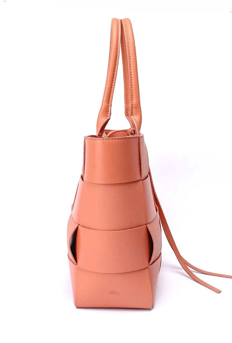 Peach Woven Tote Bag