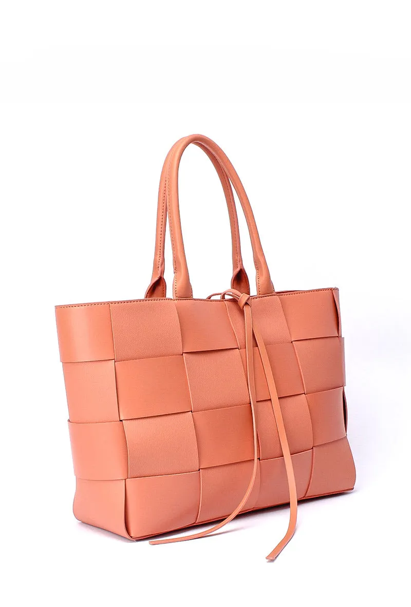 Peach Woven Tote Bag