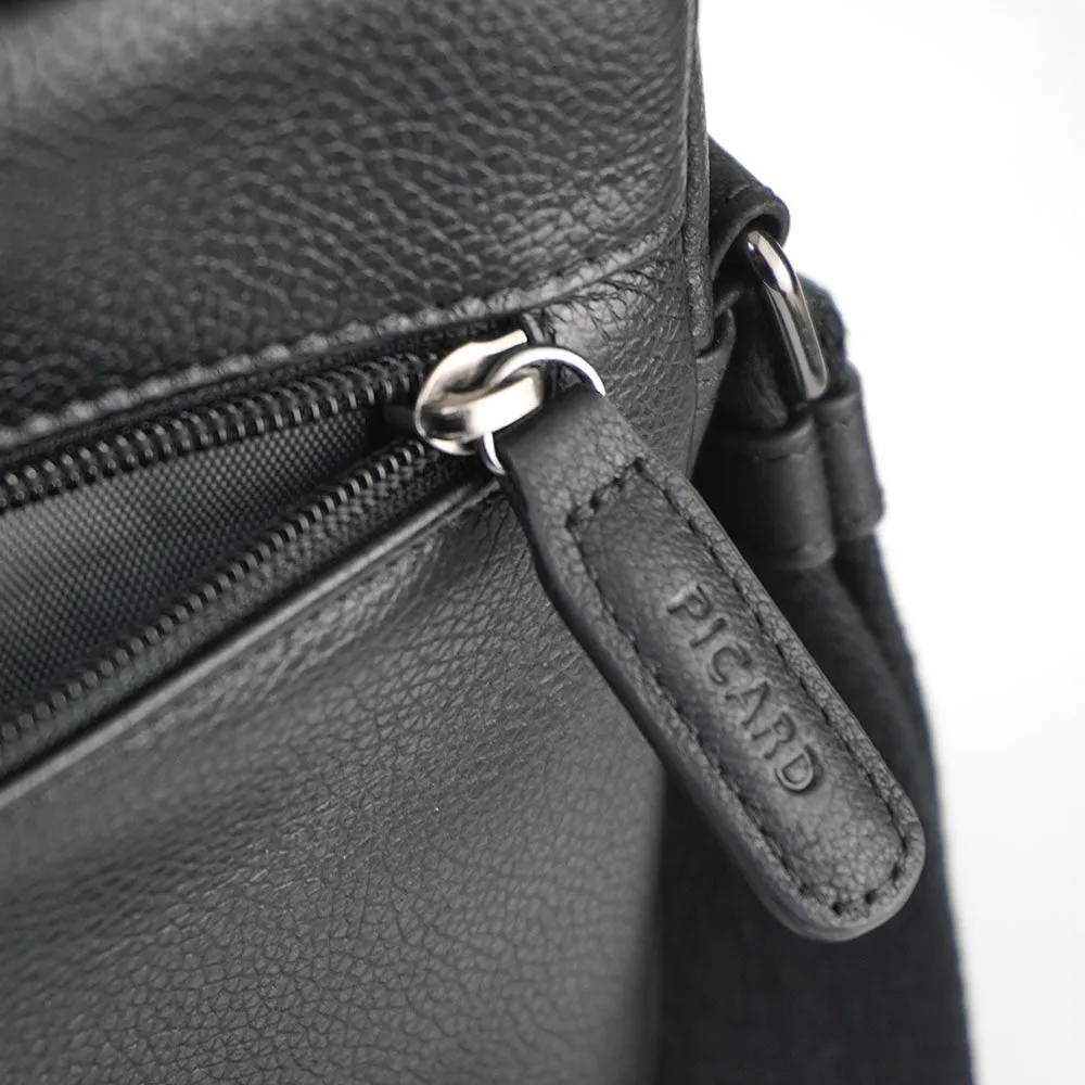 Picard Winter Men's Leather Shoulder Bag with Flap (Black)