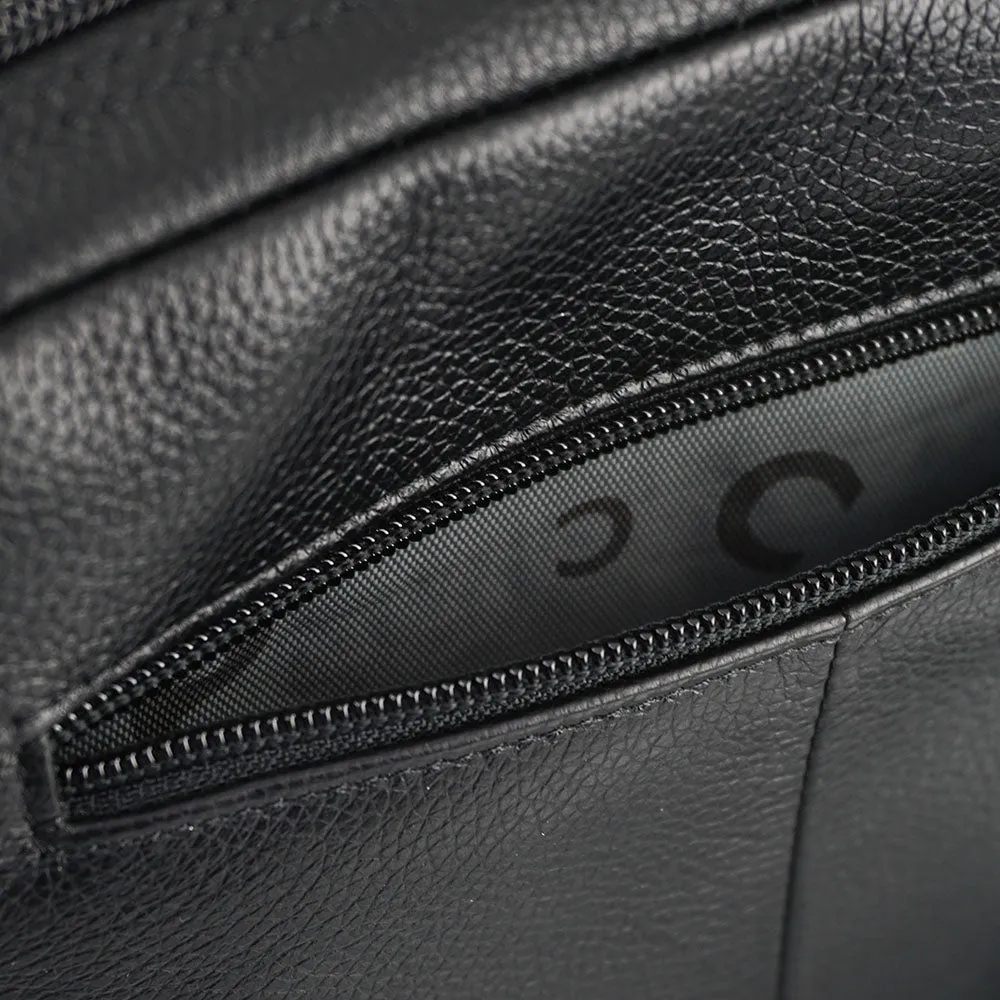 Picard Winter Men's Leather Shoulder Bag with Flap (Black)