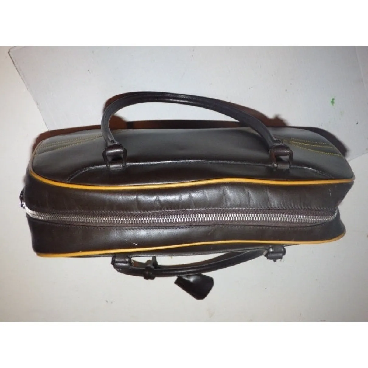 Prada 1990's brown leather bowling bag