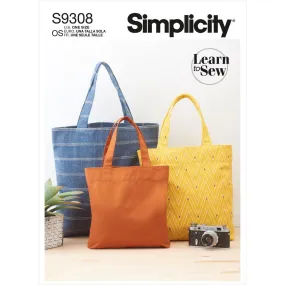 Simplicity Sewing Pattern S9308 Tote Bags in Three Sizes