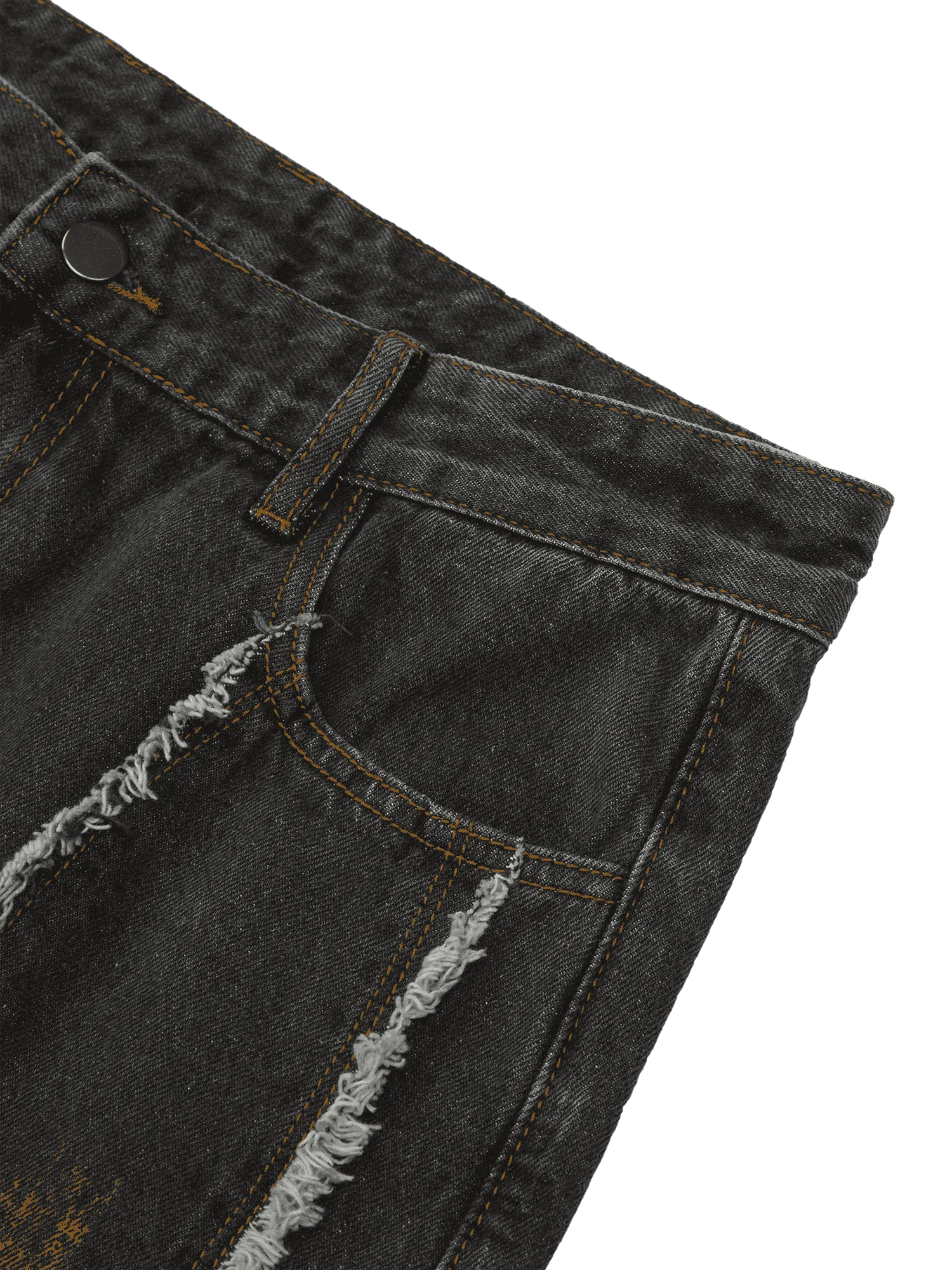 Sneakerhill American Street Style Spray Painted Fur Jeans - 2052