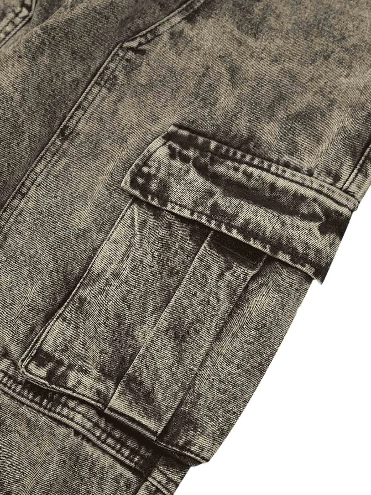 Sneakerhill American Street Style Washed Distressed Work Jeans