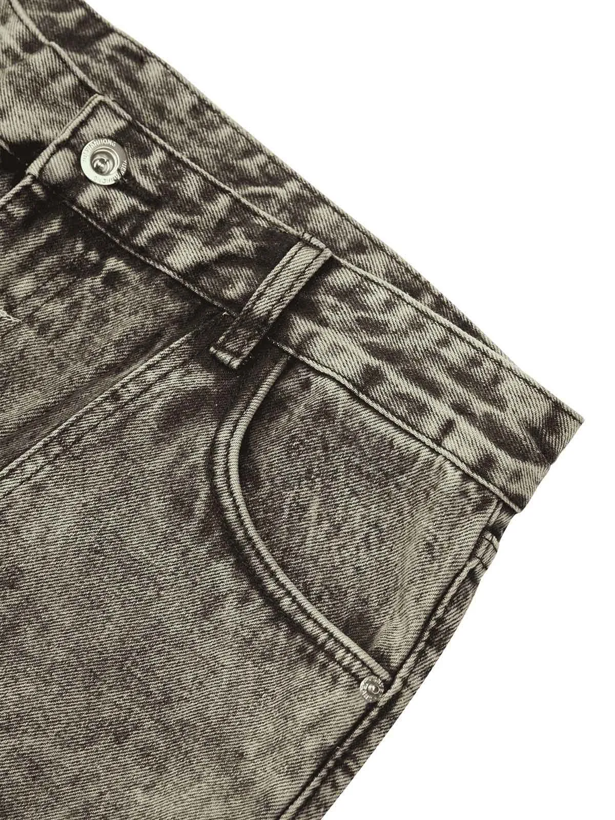 Sneakerhill American Street Style Washed Distressed Work Jeans