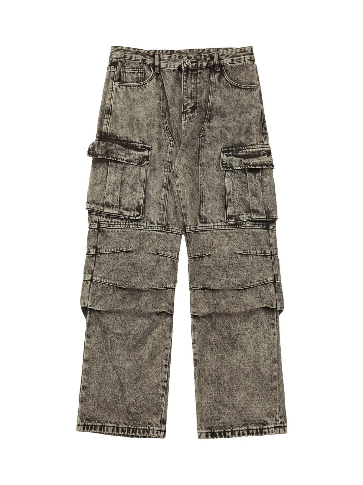 Sneakerhill American Street Style Washed Distressed Work Jeans