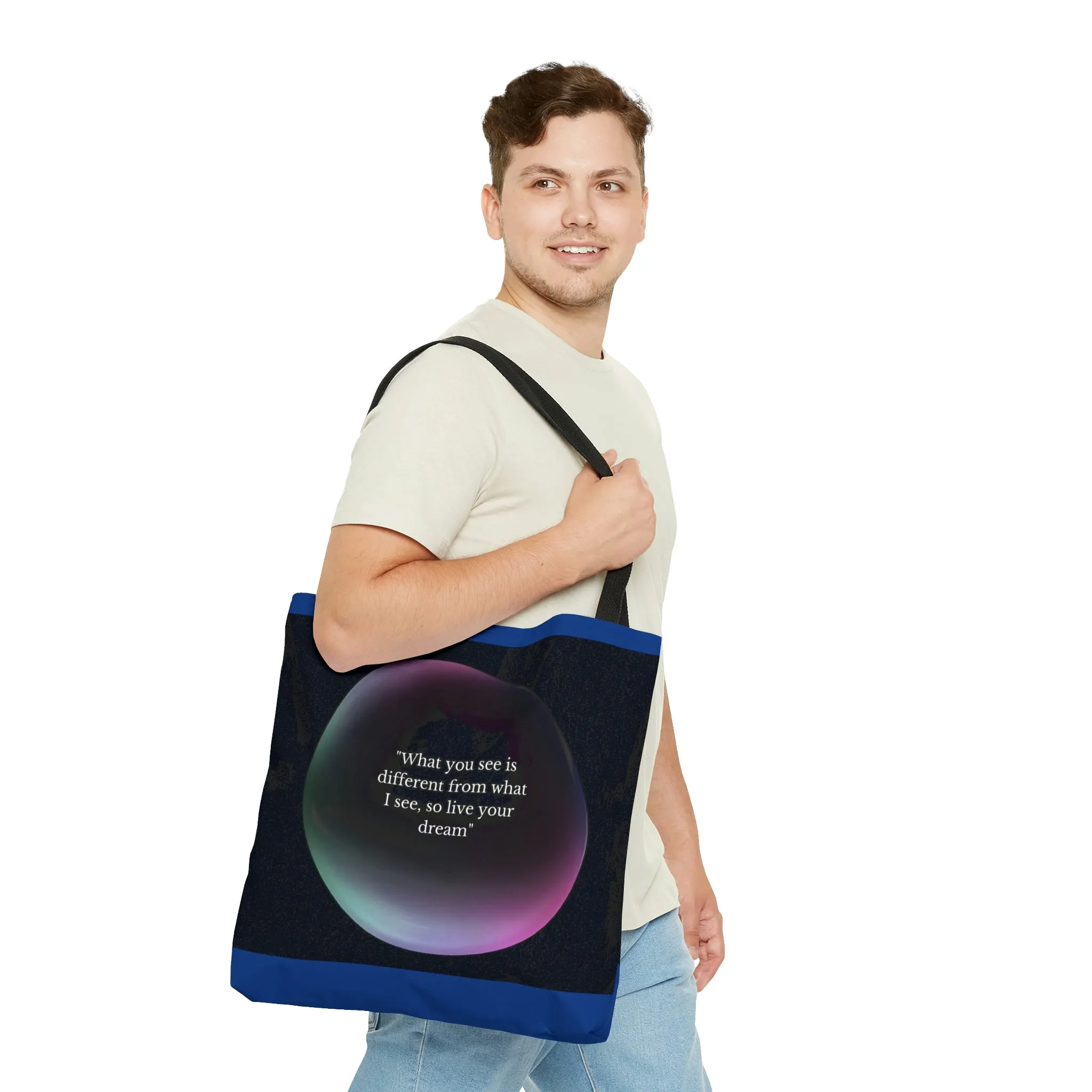 Women Beach Bag | Shopping Blue Tote Bag | Inspirational totes | What you see is different from what I see, so live your dream