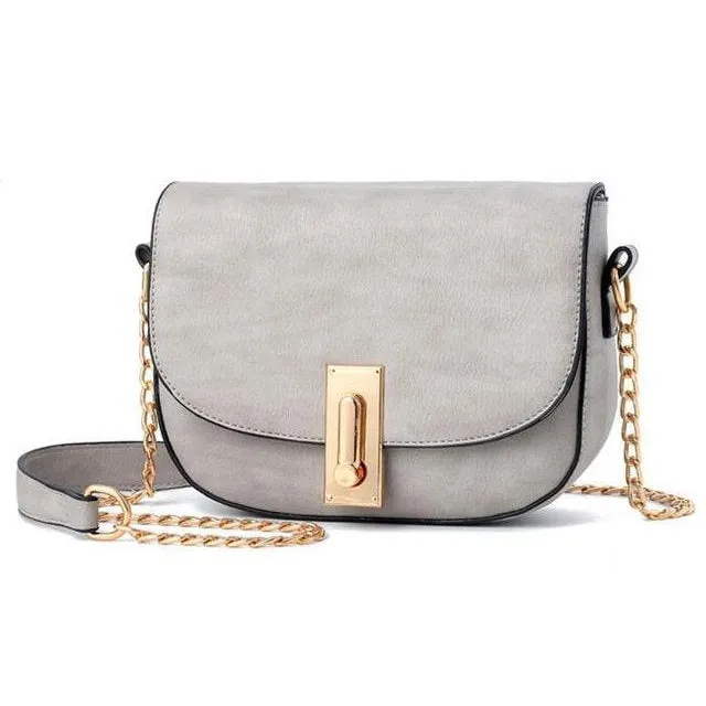 Women Faux-Leather Saddle Tote Messenger Handbag with Magnetic Flap Closure
