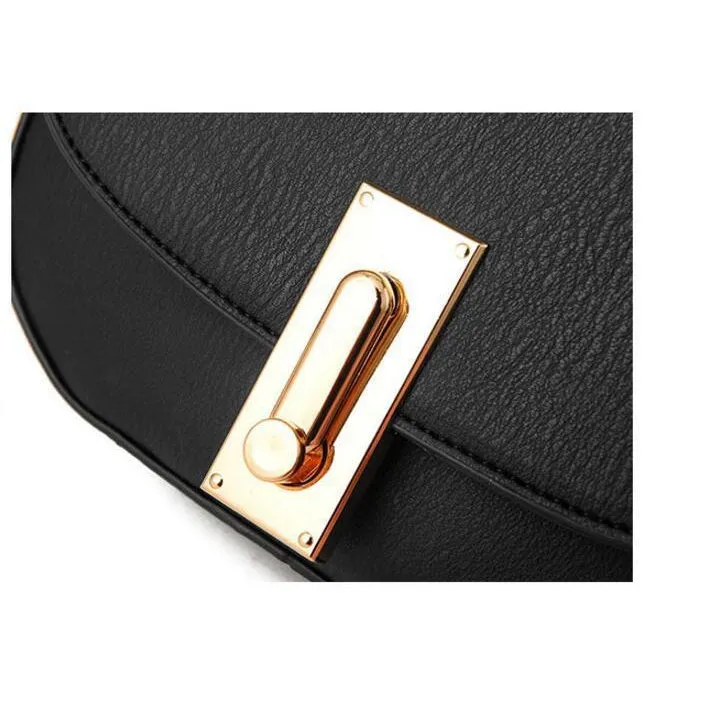 Women Faux-Leather Saddle Tote Messenger Handbag with Magnetic Flap Closure