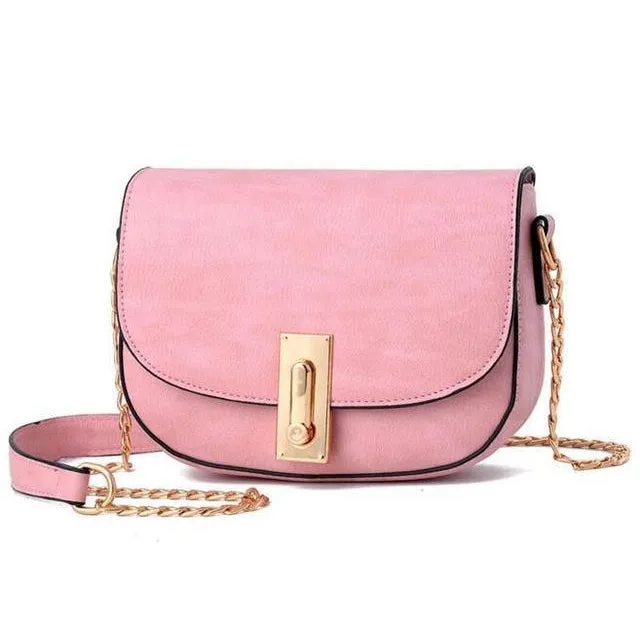 Women Faux-Leather Saddle Tote Messenger Handbag with Magnetic Flap Closure