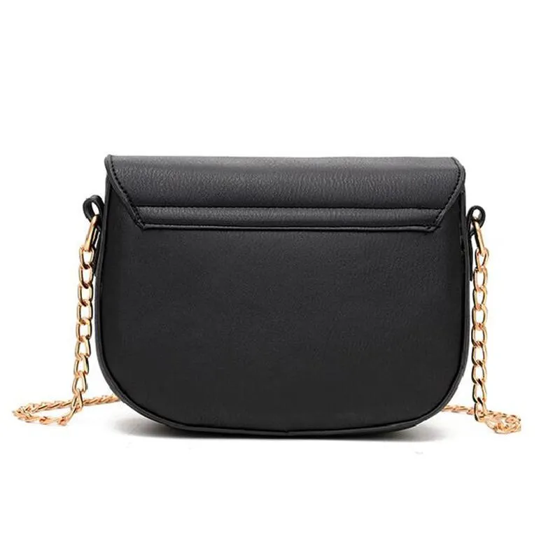Women Faux-Leather Saddle Tote Messenger Handbag with Magnetic Flap Closure