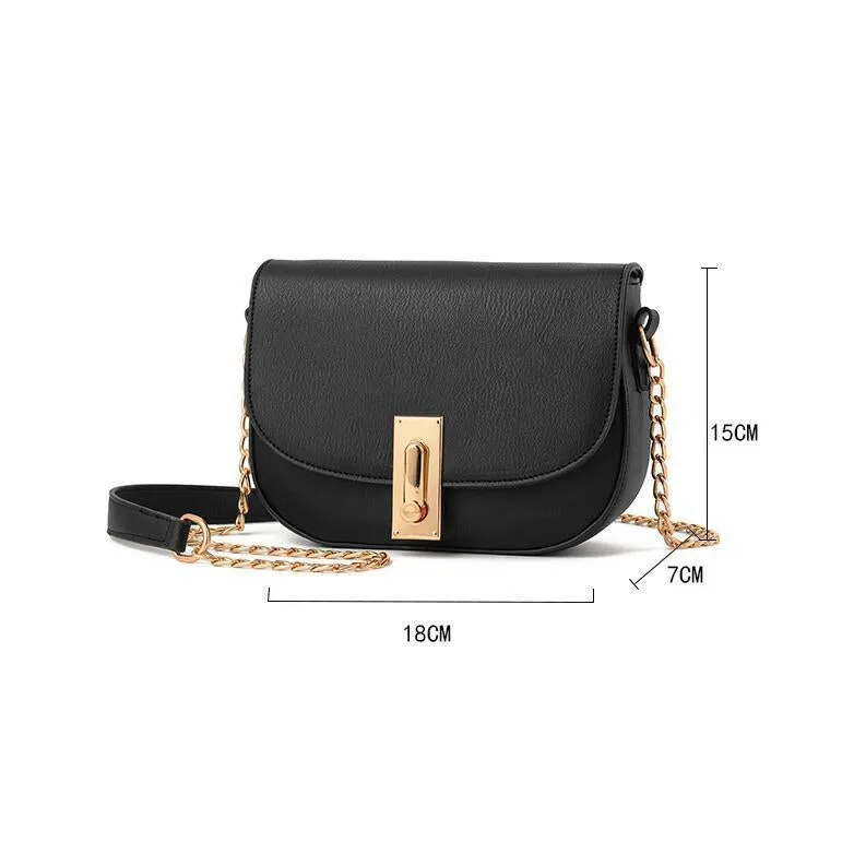 Women Faux-Leather Saddle Tote Messenger Handbag with Magnetic Flap Closure
