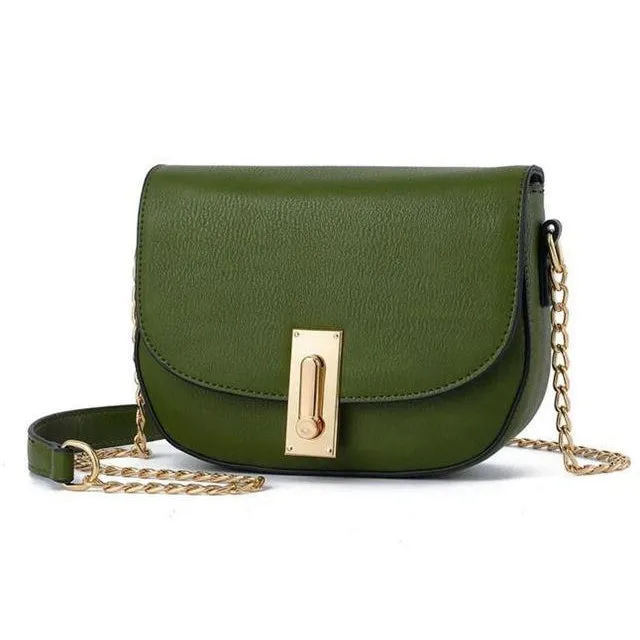 Women Faux-Leather Saddle Tote Messenger Handbag with Magnetic Flap Closure